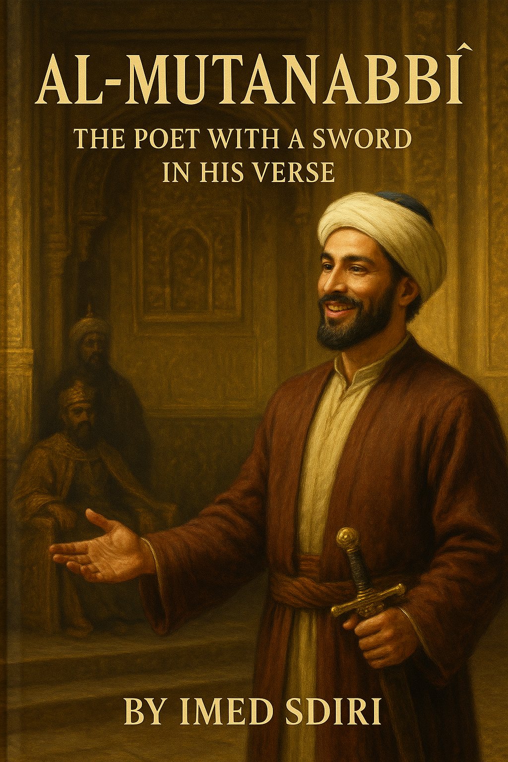 A portrait of the Arab poet Al-Mutanabbi with calligraphy