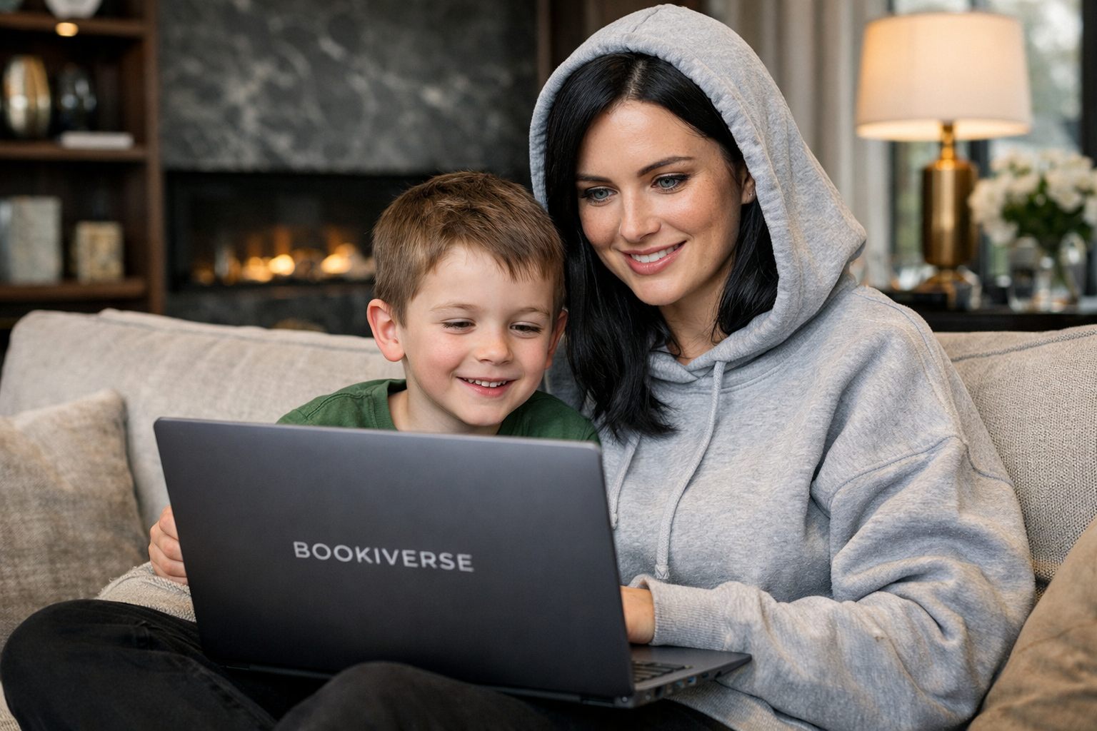 A parent reading a book with their child.